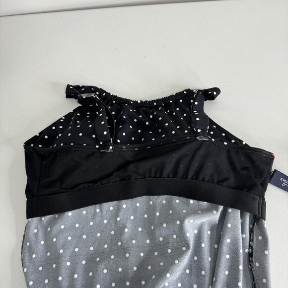 SwimsuitsForAll Swimwear High Neck Tankini Top Womens 16 Black Polka Dot Resort - Picture 10 of 14